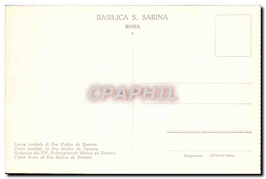 CPA Basilica S Sabina Roma Lastra tombale di Fra Munoz da Zamora — Rückseite