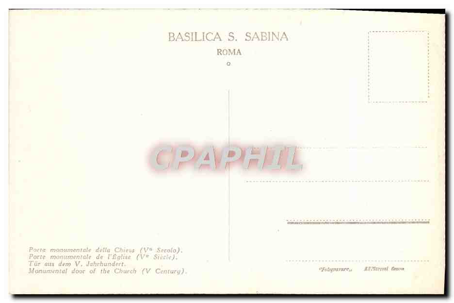 CPA Basilica S Sabina Roma Porta monumentale della Chiesa — Rückseite