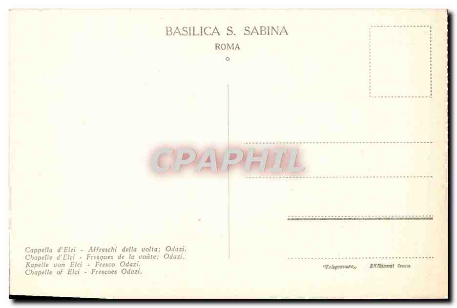 CPA Basilica S Sabina Roma Cappella d'Elci — Rückseite