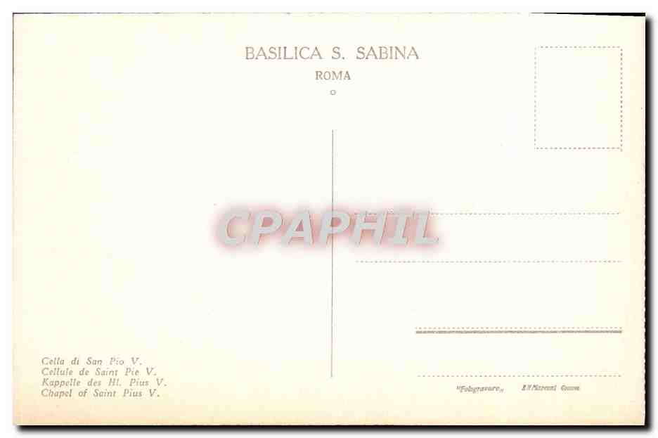 CPA Basilica S Sabina Roma Cella di San Pio V — Rückseite