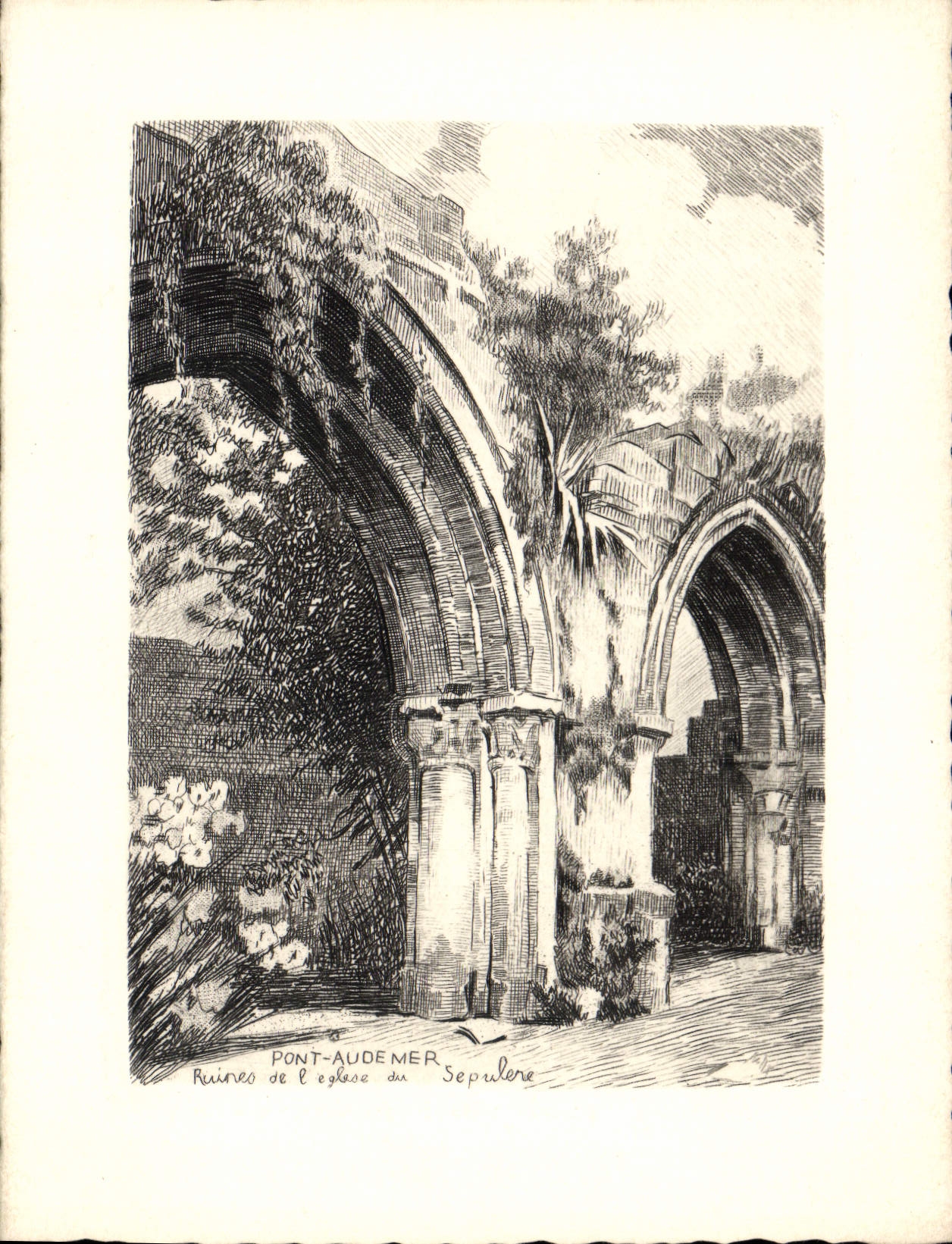 Pont-Audemer — Ruines de l'église du Sepulcre — gravure