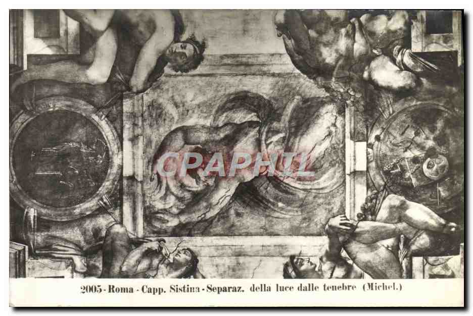 CPA Roma Cappella sistina Separaz della Luce dalle tenebre Michelangelo