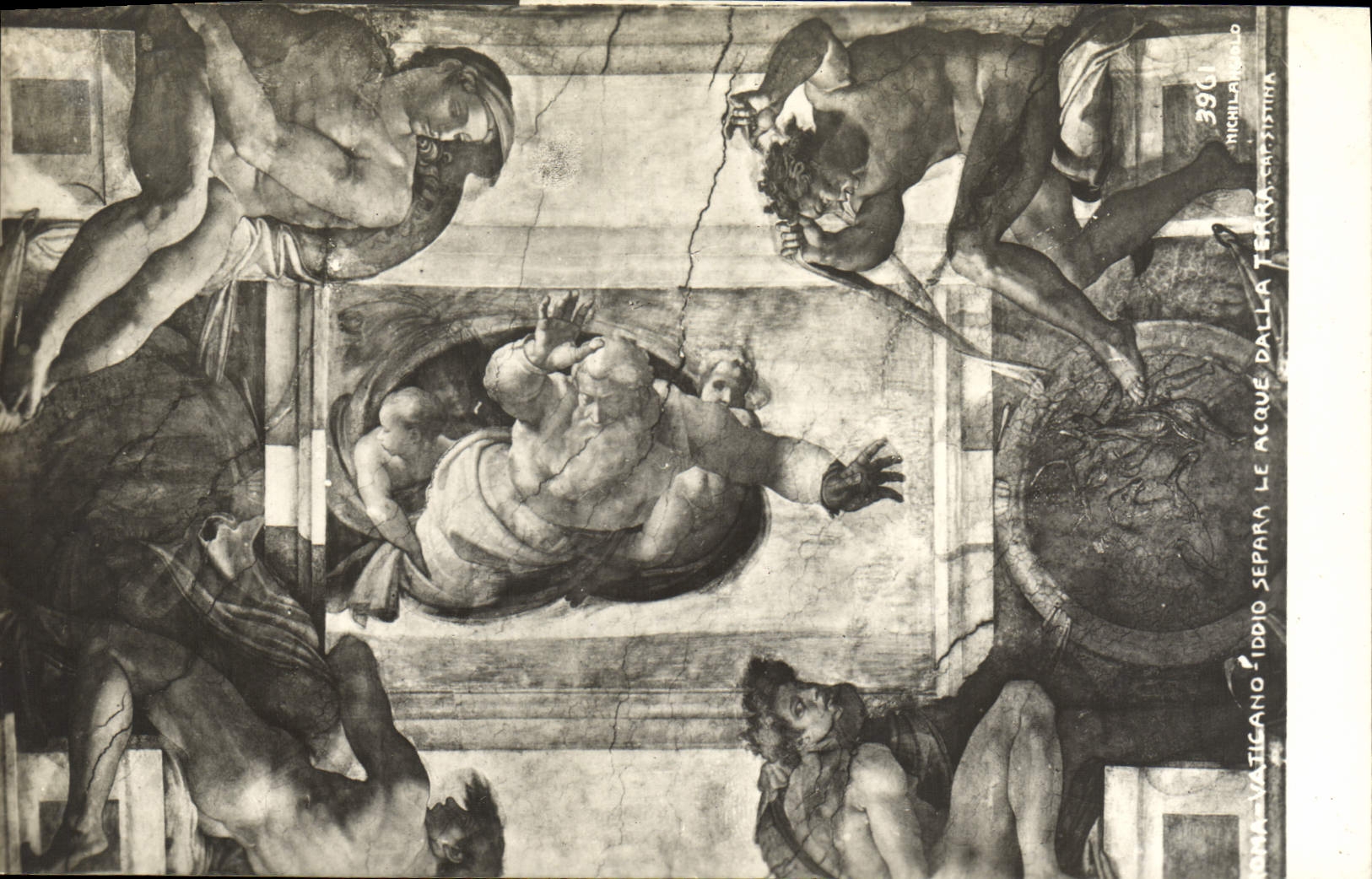 CPA Roma Vaticano Iddio separa le Acque dalla Terra Michelangelo