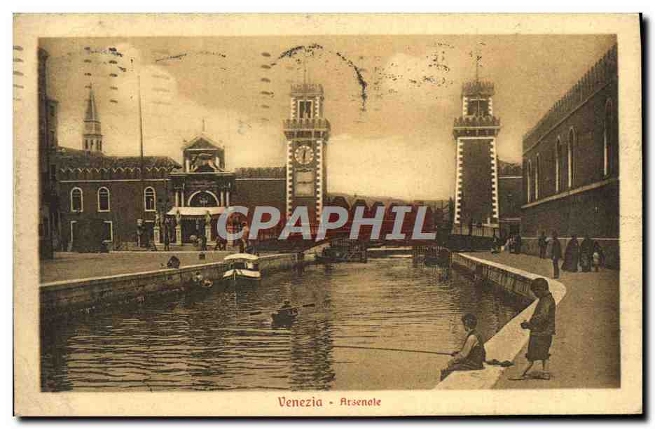 CPA Venezia Arsenale Peche Pecheur Enfant 