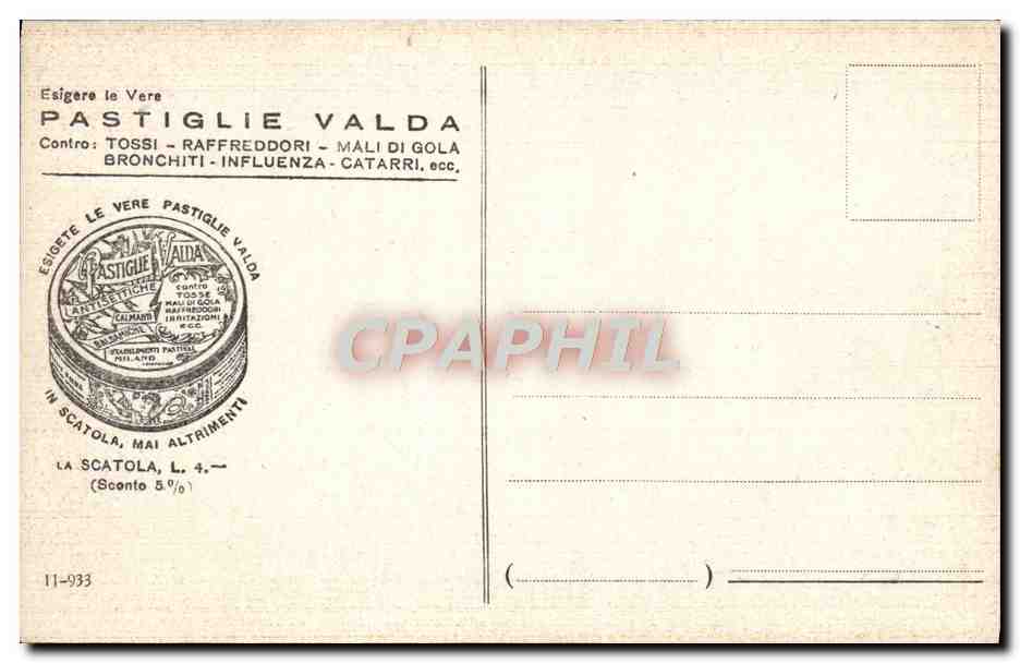 CPA Venezia Ponte Littorio Pastiglie Valda — Rückseite