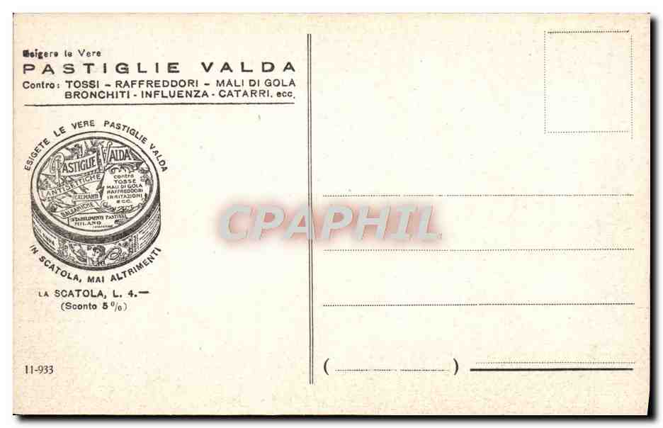 CPA Roma Italia Nuova Littoria Pastiglie Valda — Rückseite