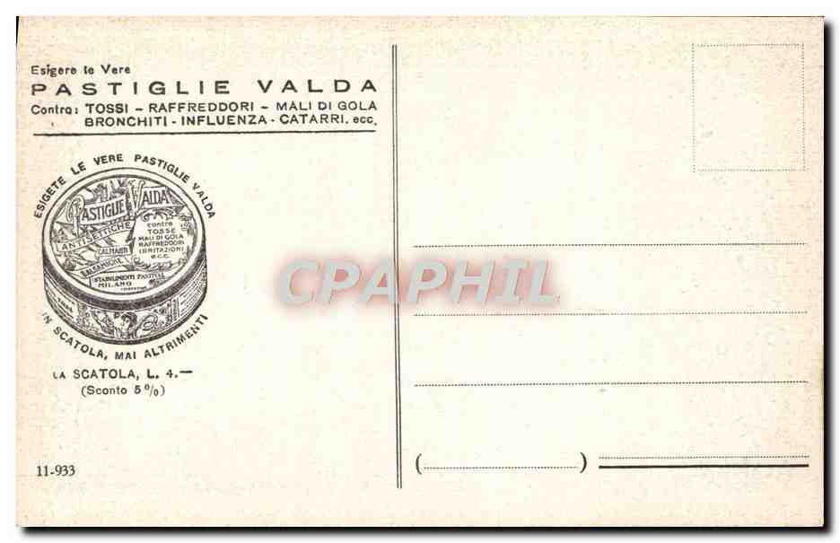 CPA Milano Trennale Torre del Littorio Pastiglie Valda — Rückseite