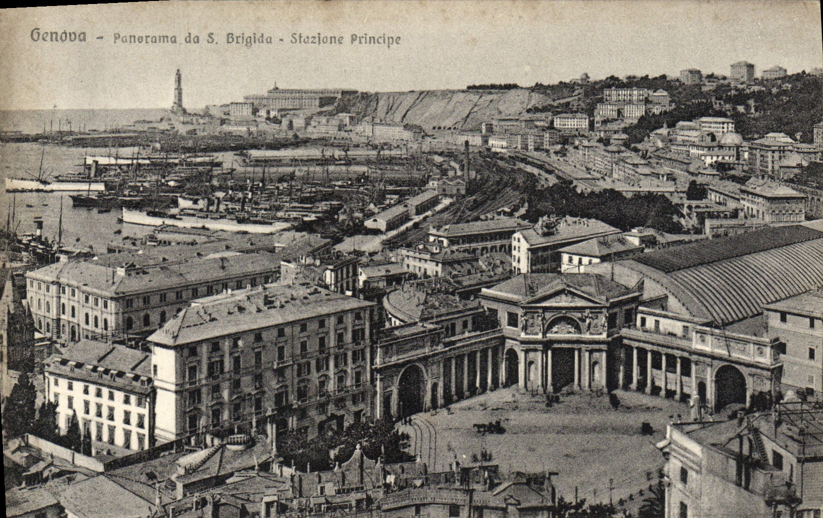 CPA Genova Panorama Da S Brigida Stazone Principe Bateaux