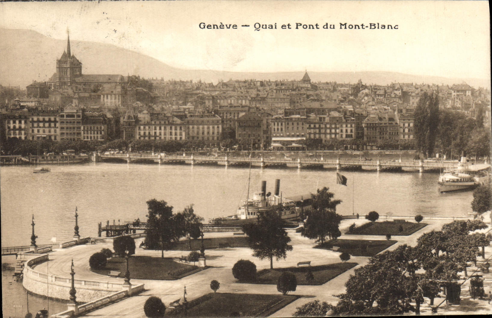 CPA Geneve Quai et Pont du Mont Blanc