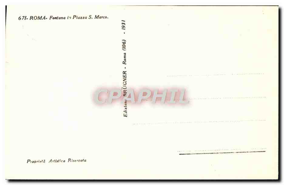 CPA Roma Fontana la Plazza St Marco — Rückseite
