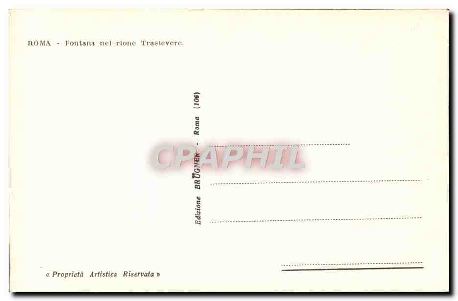CPA Roma Fontana nei Rione Trastevere — Rückseite