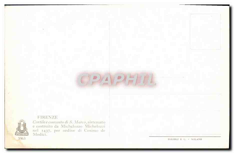 CPM Firenze Cortilee convento di s Marco  — Rückseite