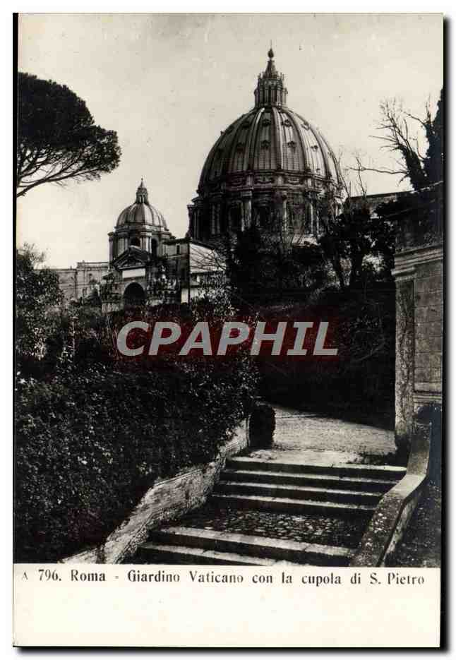 CPA Roma Giradino Vaticano Con la Cupola di S Pietro 