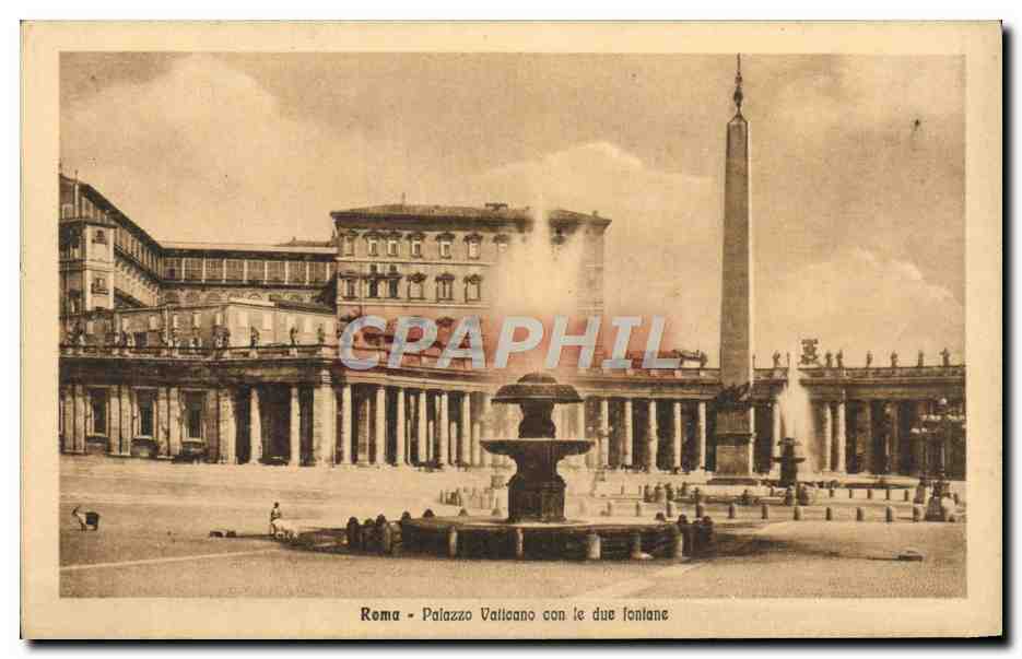 CPA Roma Palazzo Vaticano con le due fontane 