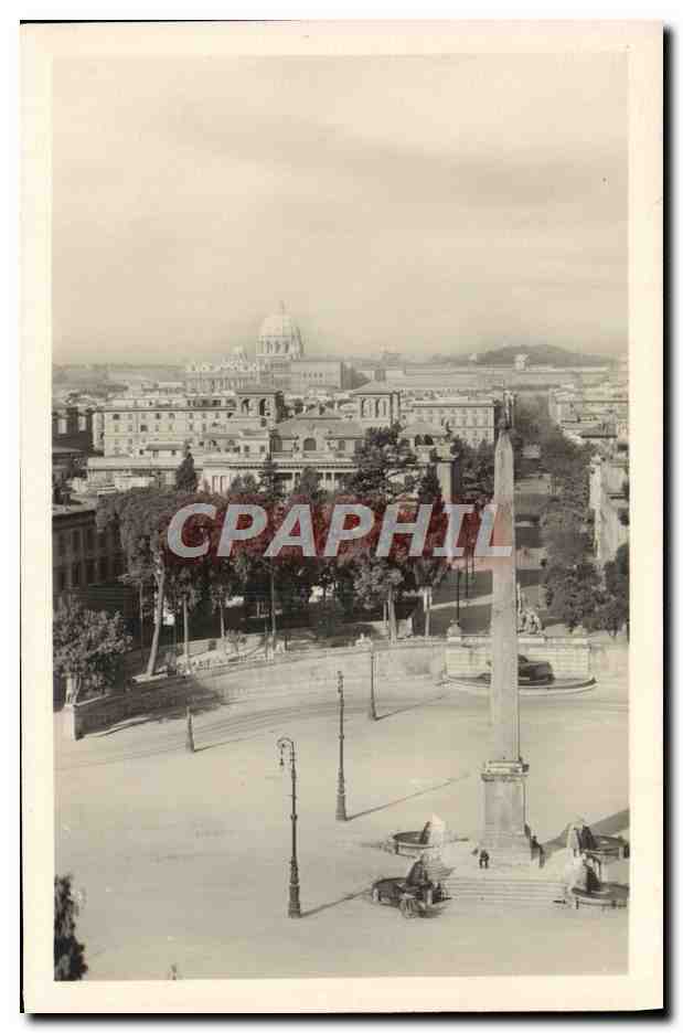 CPA Roma Dal Pincio Piazza del Popolo e panorama di Roma con la basilica di S Pietro