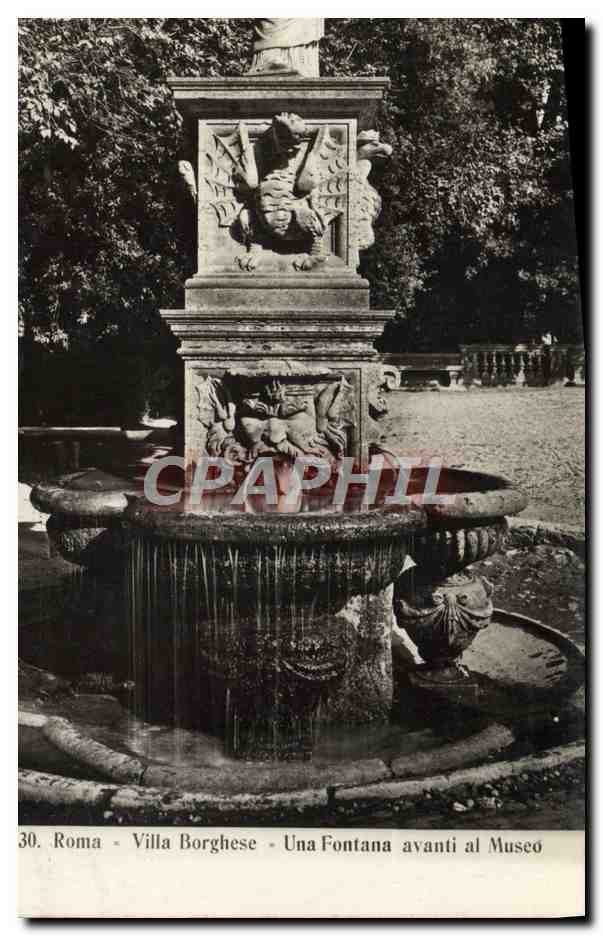 CPA Roma Villa Borghese Una Fontana Avanti al Museo