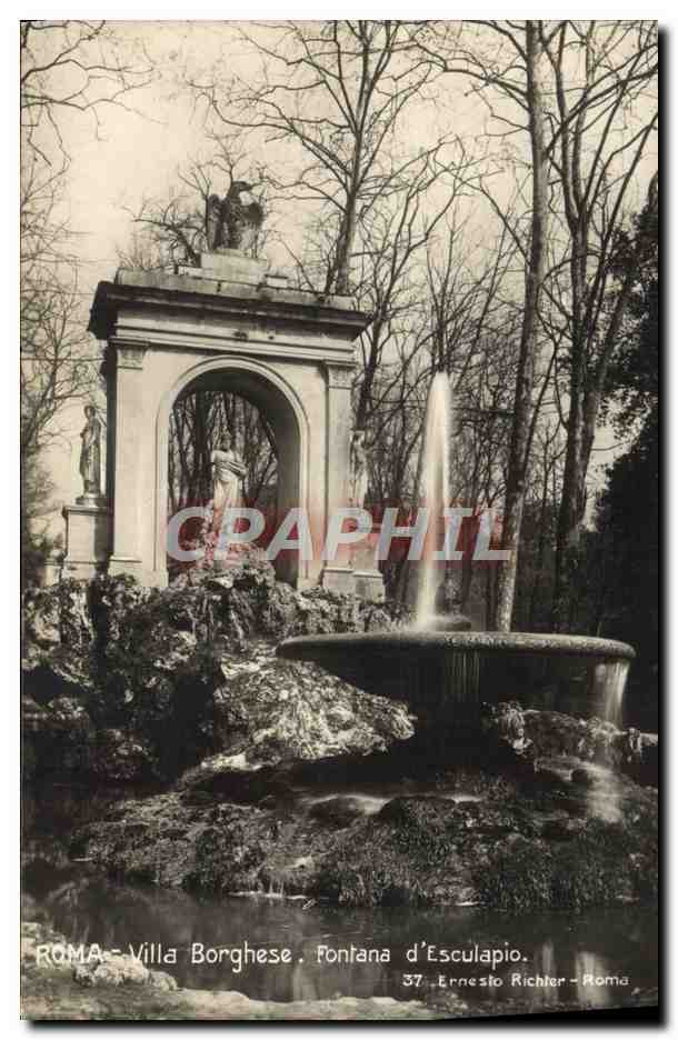 CPA Roma Villa Borghese Fontana D'Esculapio
