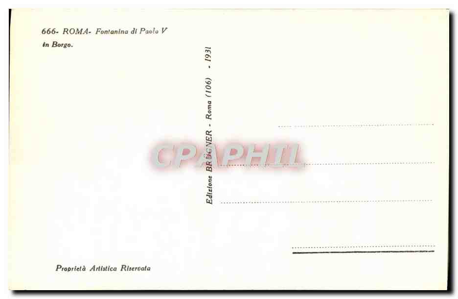 CPA Roma Fontanina Di Paolo V in Borgo — Rückseite
