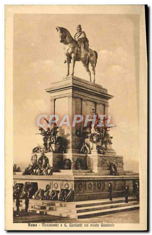 CPA Roma Monumento Garibaidi Sul Monte Gianicolo