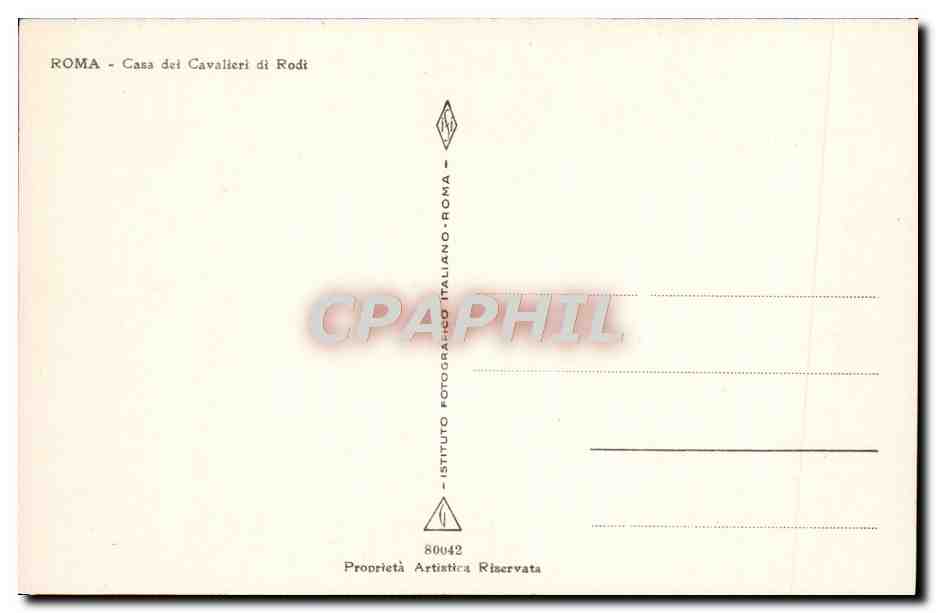 CPA Roma Casa dei CAvalieri di Rodi — Rückseite