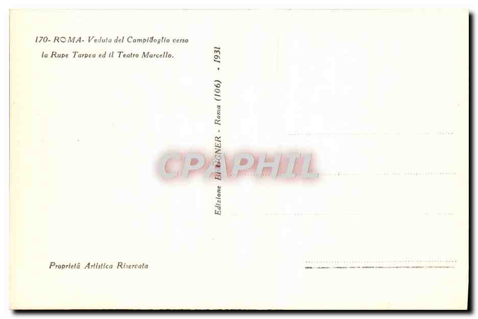 CPA Roma Vedute del Campidoglio Verso la Rupe Tarpea ed il Teatro Marcello — Rückseite