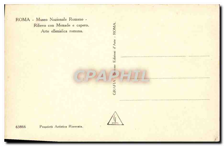 CPA Roma Museo Nazionale Romano Rilievo Con Menade e Capero Arte ellenistica romana  — Rückseite