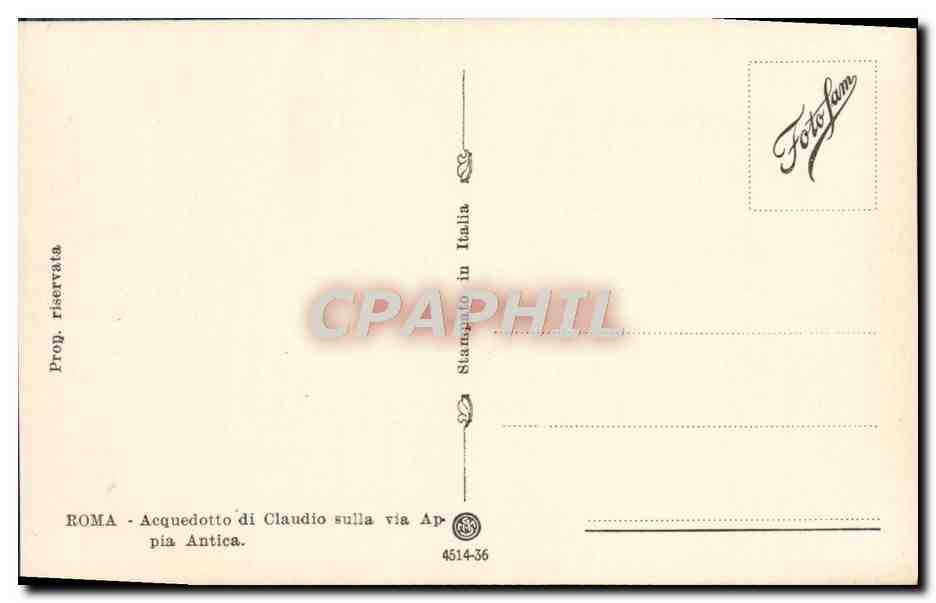 CPA Roma Acquedotto di Claudio Sulla Via Appia Antica — Rückseite