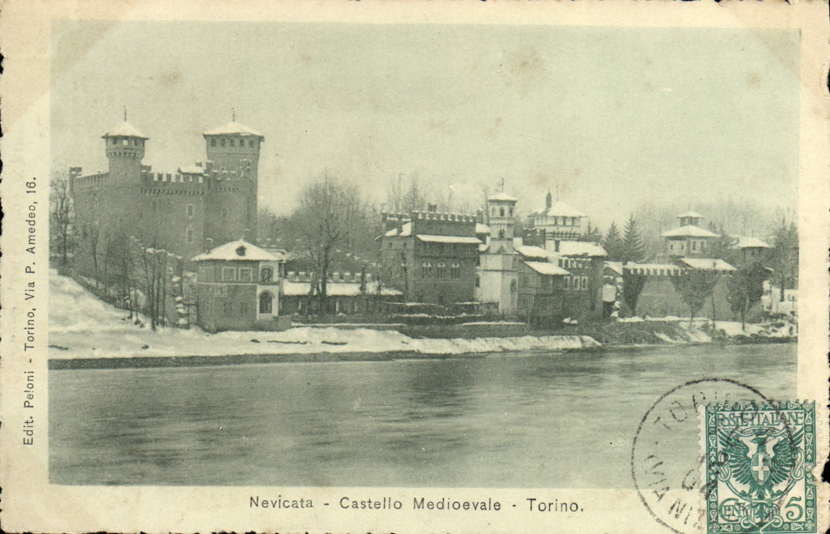 CPA Nevictaa Castello Medioevale Torino