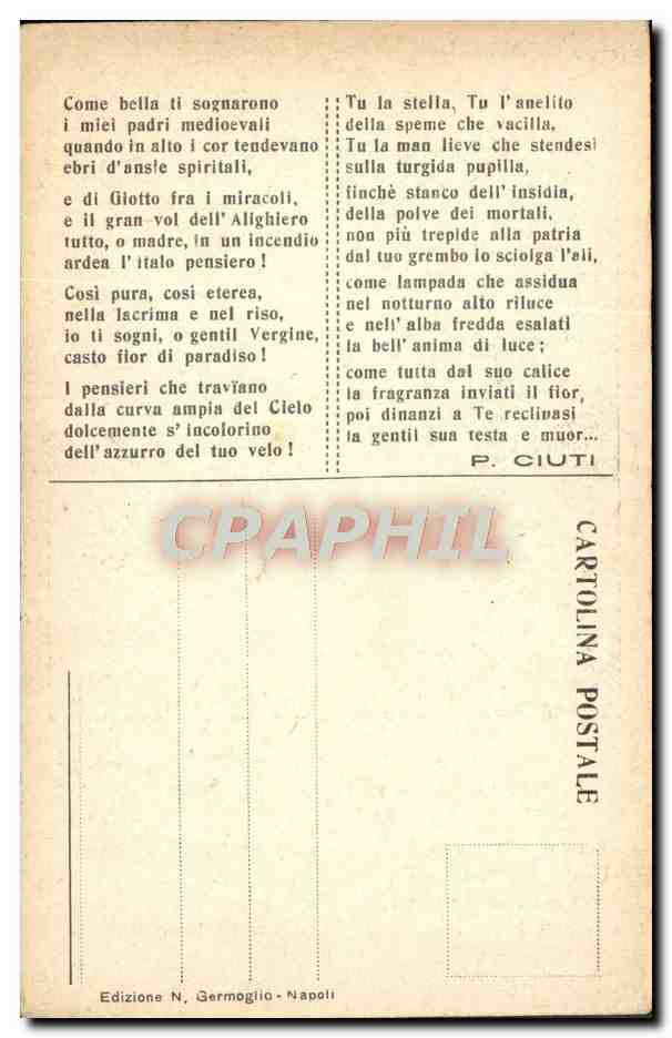 CPA La Vergine Della Rosa Scuola Giottesca S Domenieo Maggiore Napoli — Verso