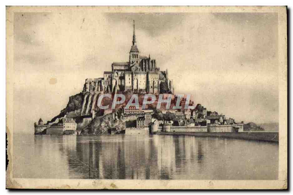 CPA Abbaye Du Mont St Michel Vue Generale Face Sud A Maree Haute
