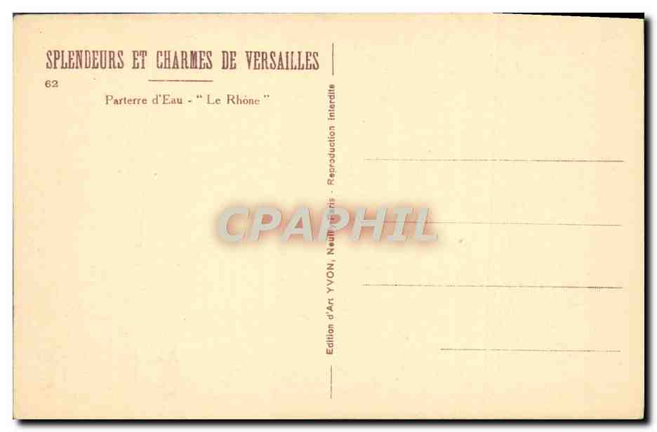 CPA Splendeurs Et Charmes De Versailles Parterre d'eau Le Rhone — Verso