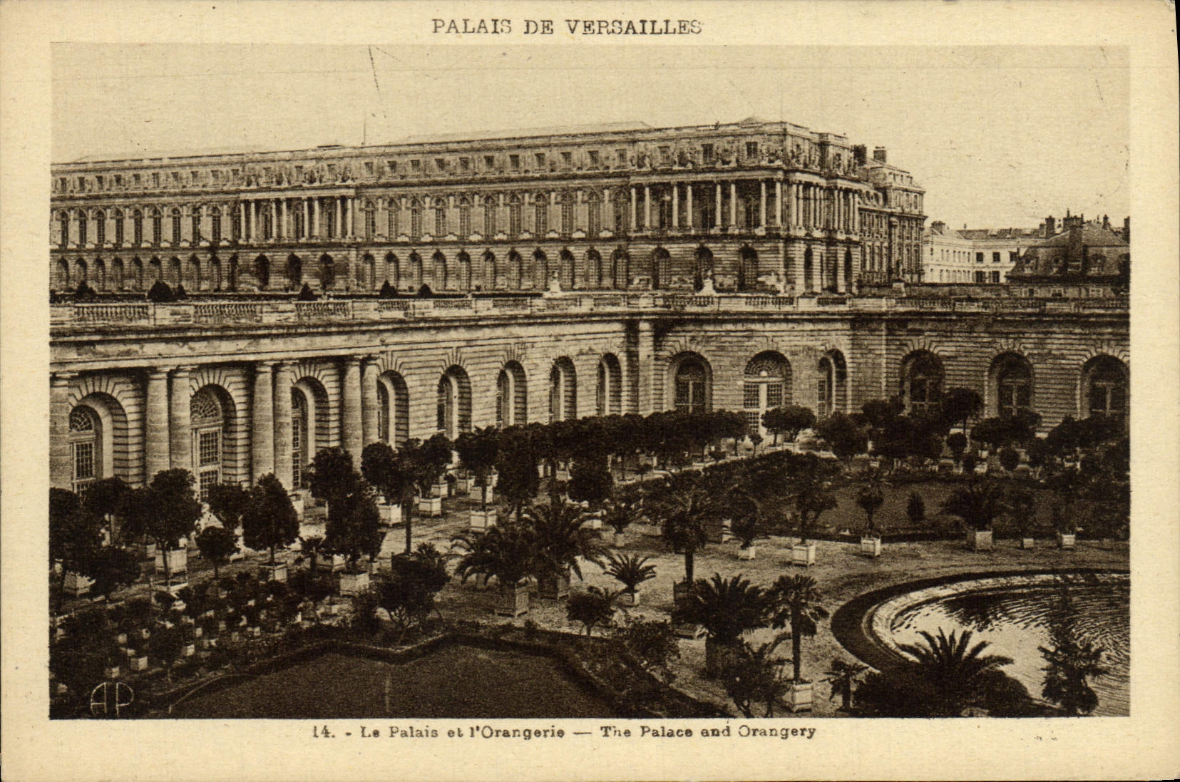 Palais de Versailles — Le Palais et l'Orangerie — E. PAREGHIN, 24, rue des Petites-Écuries, Paris