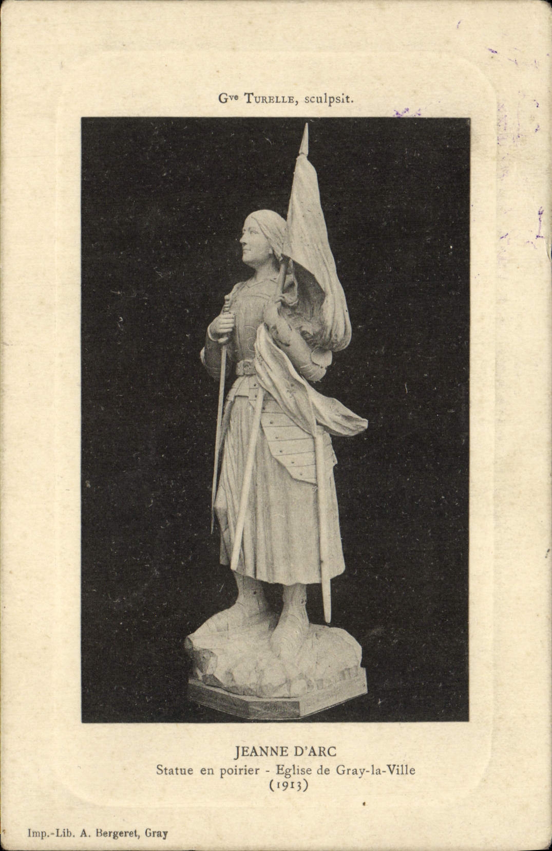 CPA Jeanne D'Arc Statue En Poirier Eglise De Gray La Ville