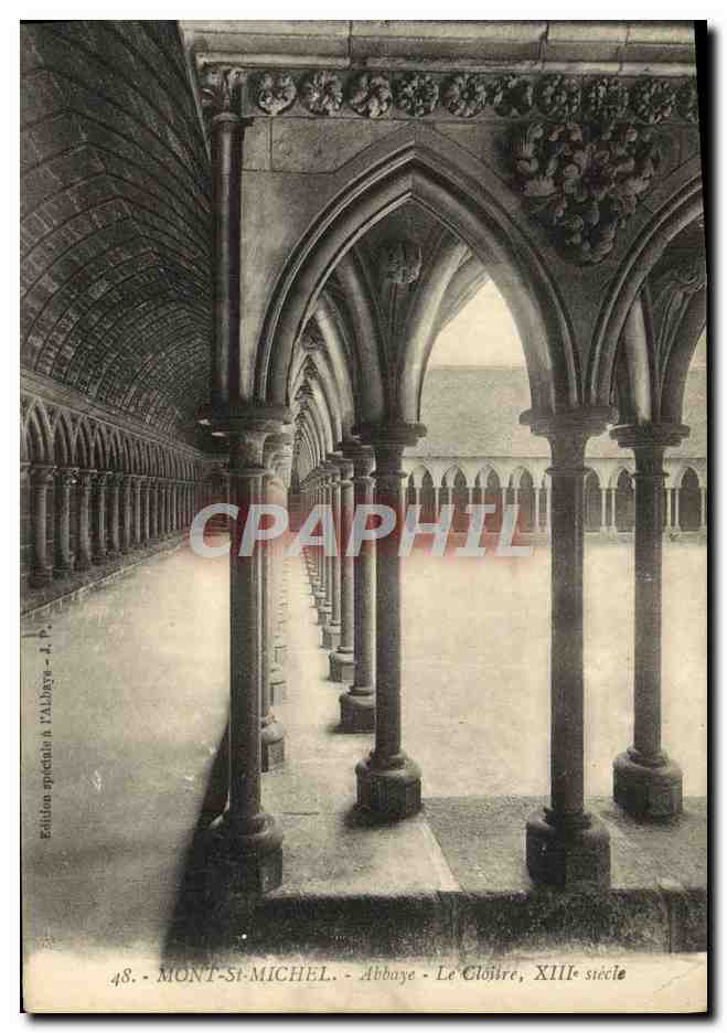 CPA Mont St Michel Abbaye Le Cloitre