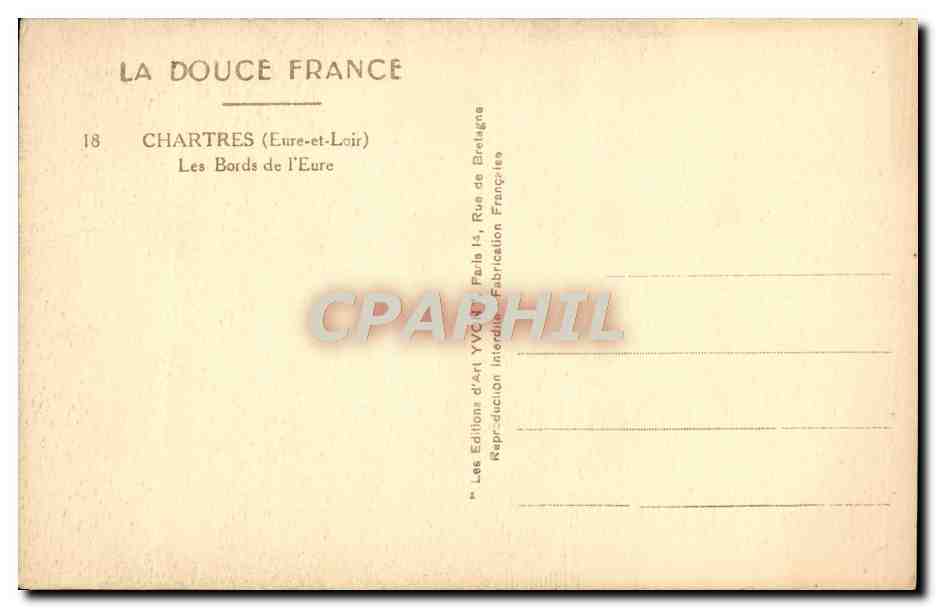 Chartres (Eure-et-Loir) — Die Ufer der Eure — Éditions d'art YVCN, Paris — Rückseite