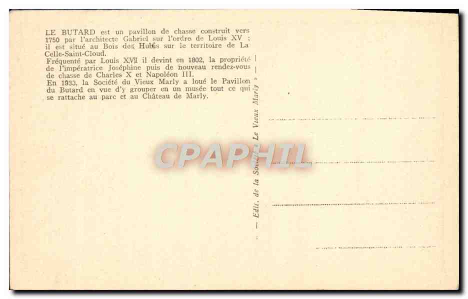 CPA Le Butard Est Un Pavillon De Chasse Celle Saint Cloud — Rückseite