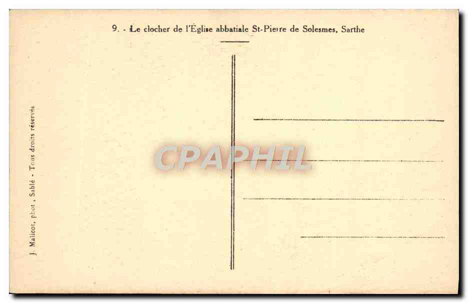 CPA Le Clocher De l'Eglise Abbatiale St Pierre De Solesmes Sarthe — Verso