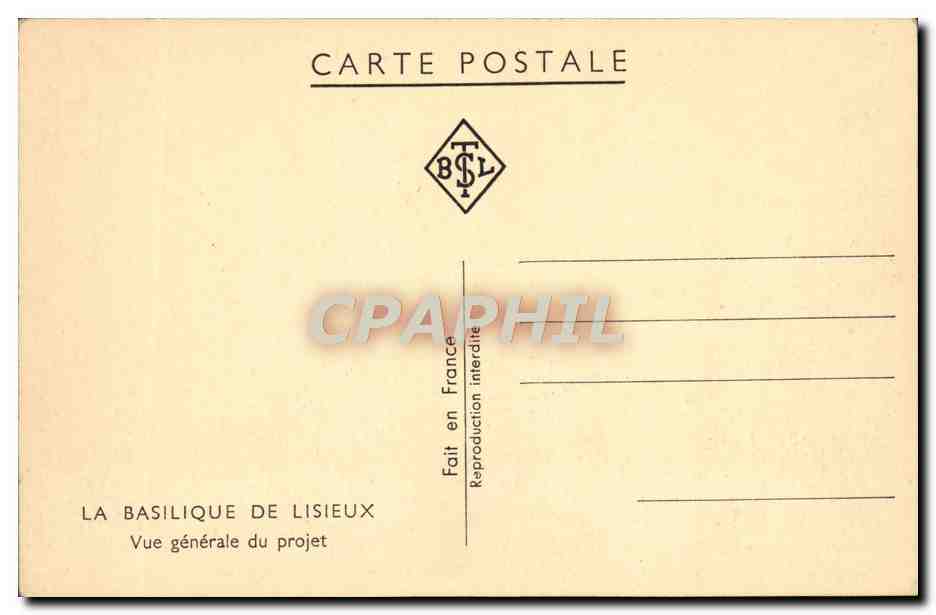 CPA La Basilique De Lisieux Vue Generale Du Projet — Rückseite