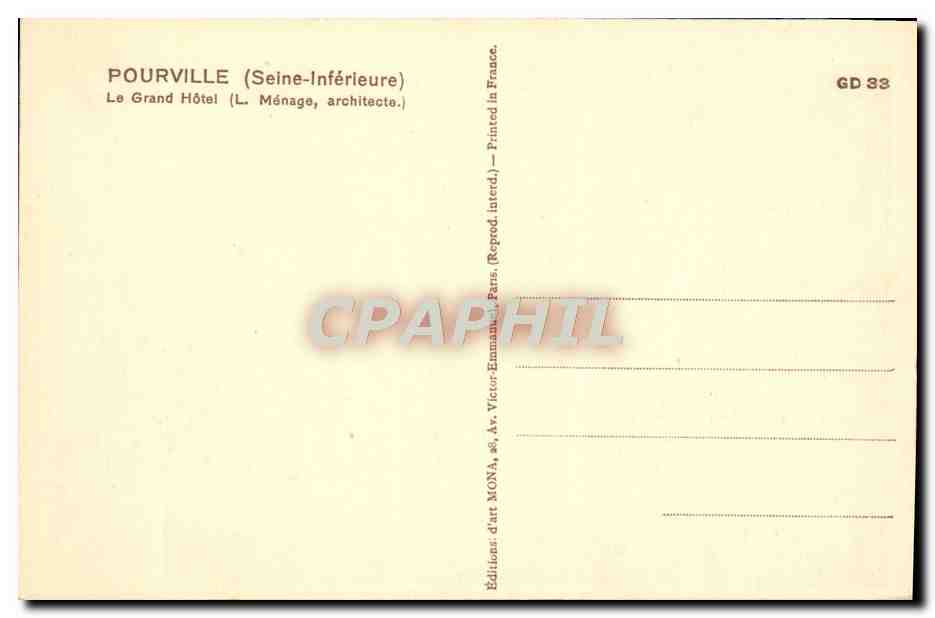 CPA Pourville Le Grand Hotel — Rückseite