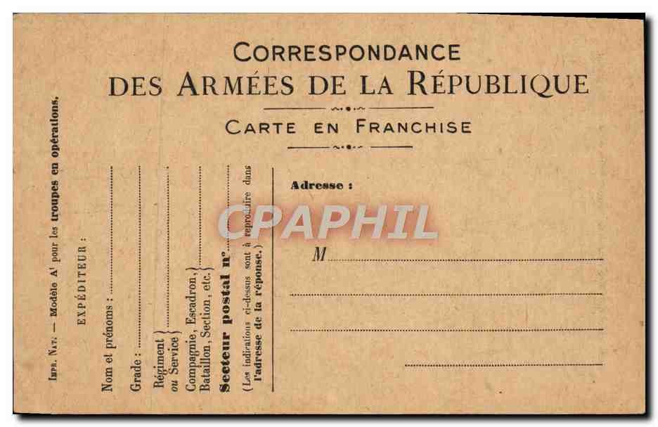 Carte correspondance des armees Soldat Polu Militaria — Rückseite