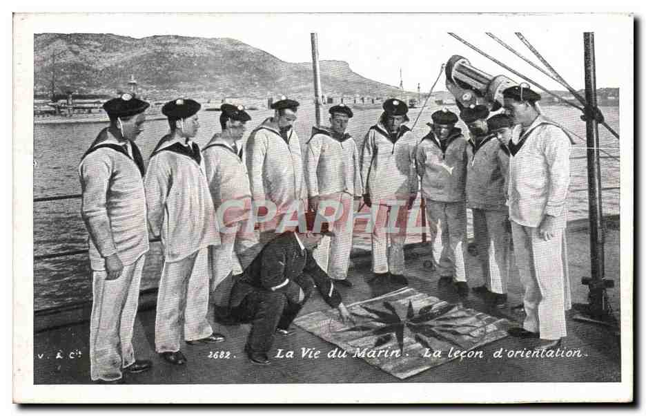CPA La Vie Du Marin La Lecon D'Orientation Militaria Bateau 