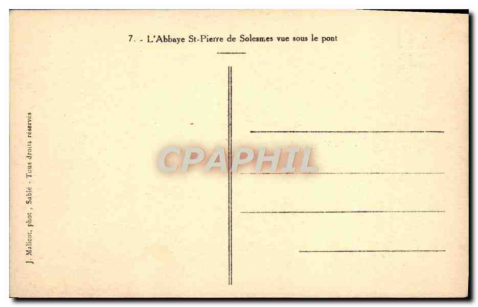 CPA L'abbaye St Pierre de Solesmes vue sous le pont — Rückseite