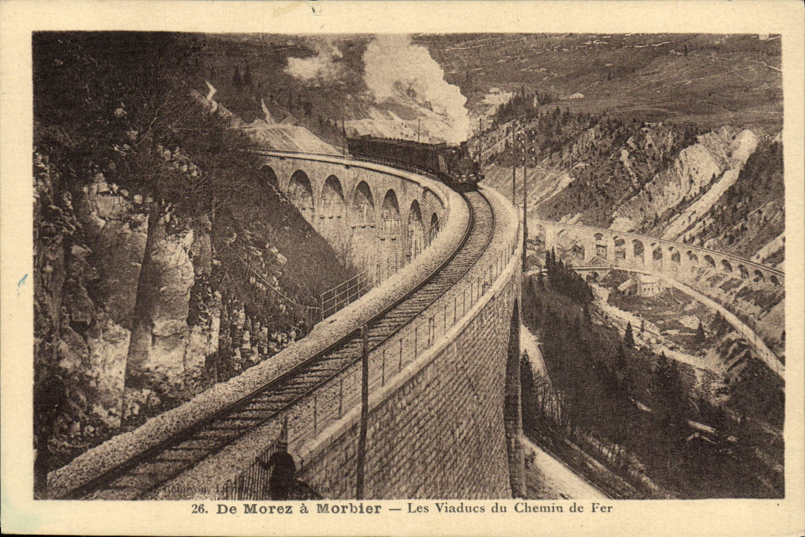 CPA De Morez a Morbier Les viaducs du Chemin de Fer Train 
