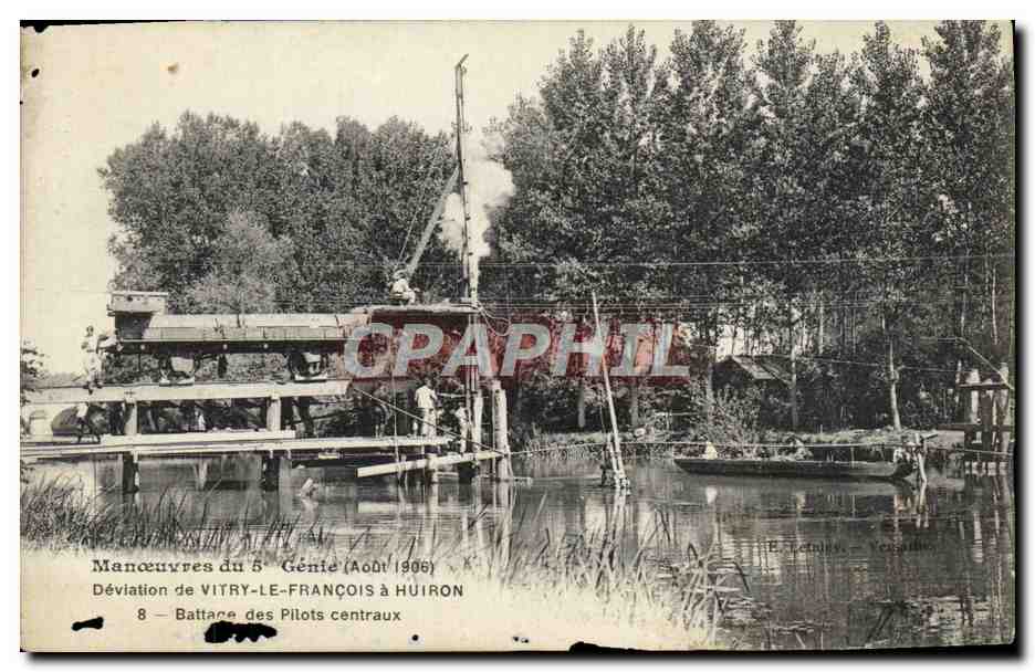 CPA Deviation de Vitry Le Francois a Huiron Battage des pilots centraux 