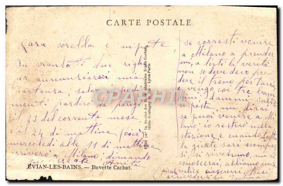 Fuente de la estación — Évian-les-Bains — Editor Buvette Cachat — Reverso