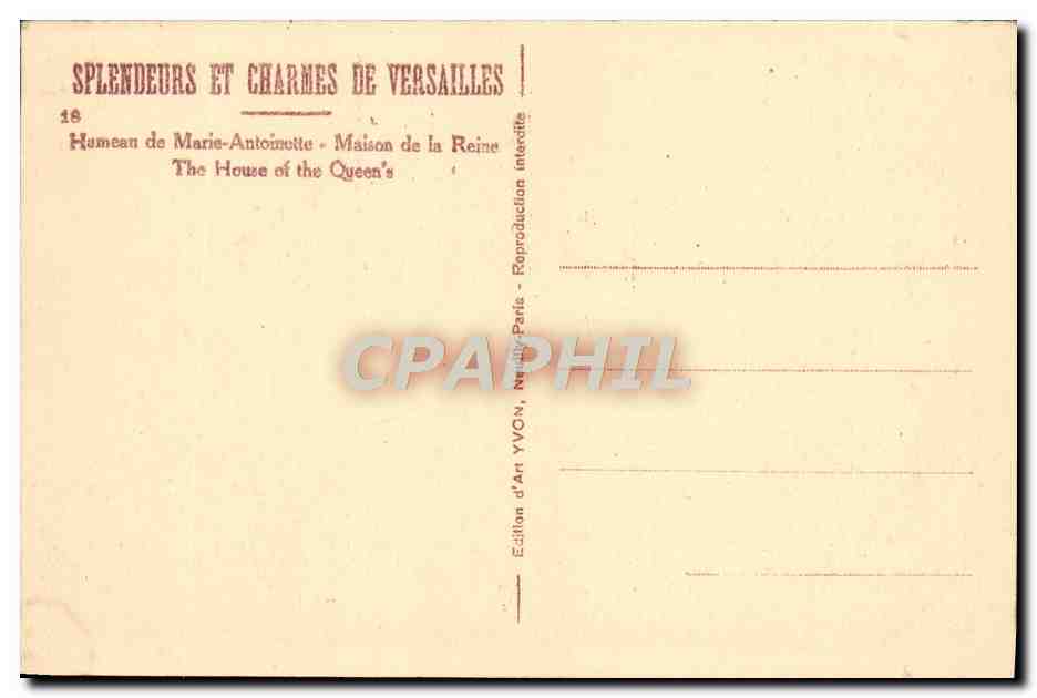Maison de Marie-Antoinette — Versailles — Édition d'Art YVON, Paris — Rückseite