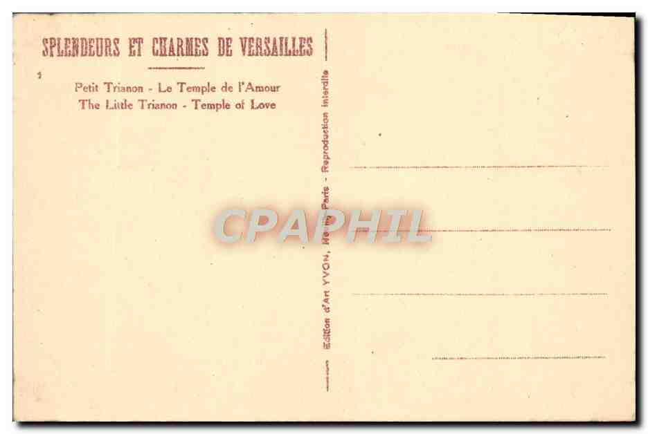CPA Versailles Petit Trianon Le temple de l'amour — Verso
