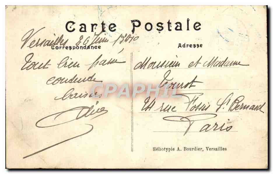 CPA Versailles Bassin du Dragon — Verso