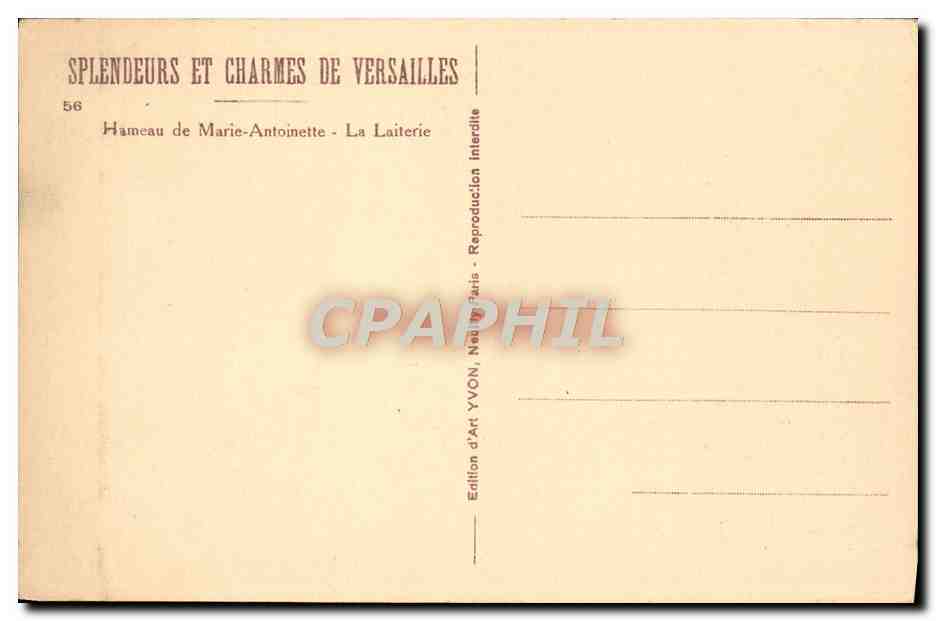 CPA Varsailles Hameau de Marie Antoinette — Verso