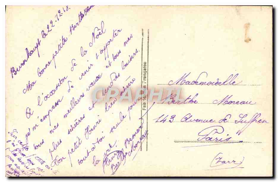 CPA Fantaisie Noel Sabot  — Rückseite